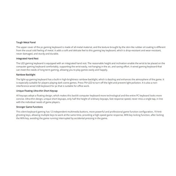 Mechanical Gaming Keyboard with Rainbow Back Light Black Wired - Picture 3 of 4